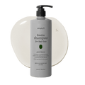 SimplyO Biotin Shampoo for Hair Loss in Green Breeze scent, 500ml / 16.9fl.oz. bottle with a clear gel texture swirl behind it.